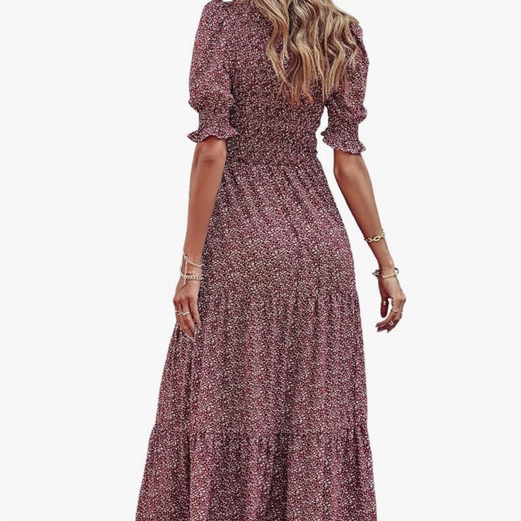 Btfbm Amazon Floral Maxi Puff Sleeve Dress